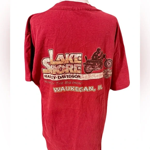 Harley-Davidson "Friends in Freedom" Vintage Lake Shore Waukegan Graphic Tee - Picture 2 of 6